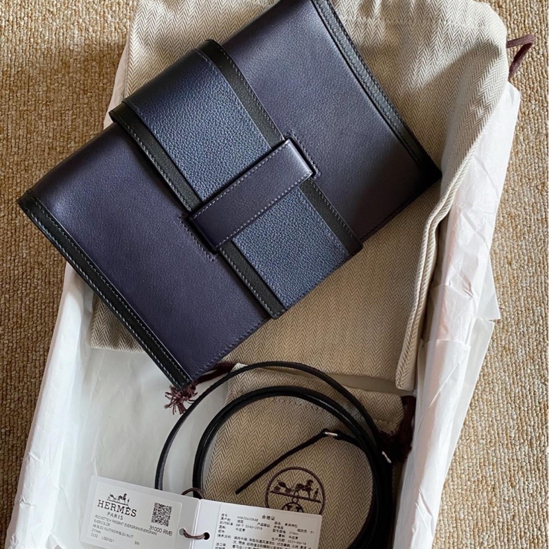 Hermes 愛馬仕肩背包passant 可作手拿/斜挎包 午夜藍拼黑色 肩帶可拆卸 容量也夠 可以放手機-3