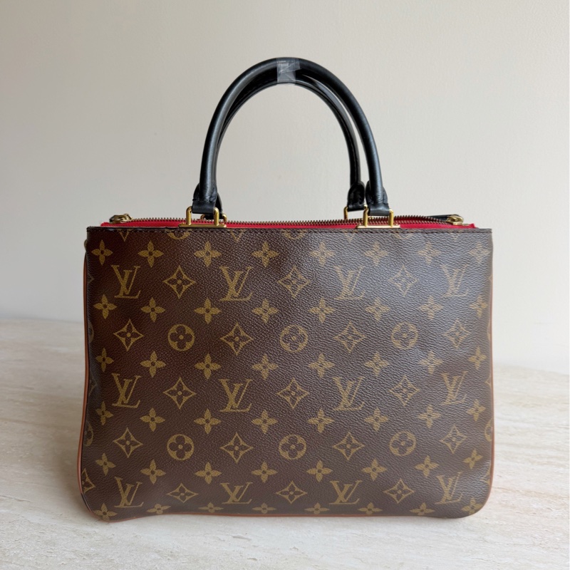 LV路易威登Millefeuille老花拼紅色手提包-1