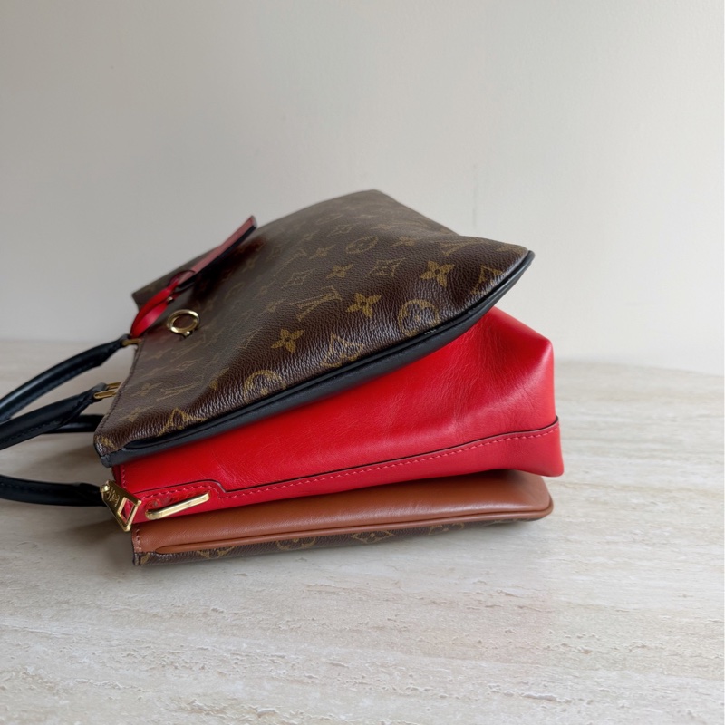 LV路易威登Millefeuille老花拼紅色手提包-3
