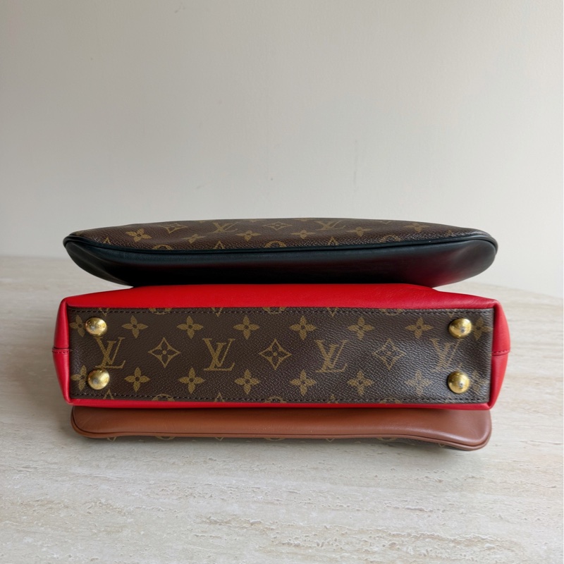 LV路易威登Millefeuille老花拼紅色手提包-5