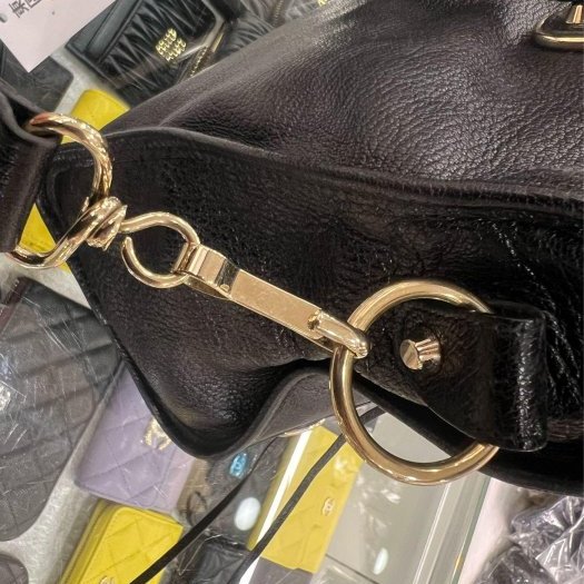 東區正精品㊣BALENCIAGA 115748 CITY 巴黎世家黑色山羊皮金邊金釦機車包肩背包手提包 RZ6365-12