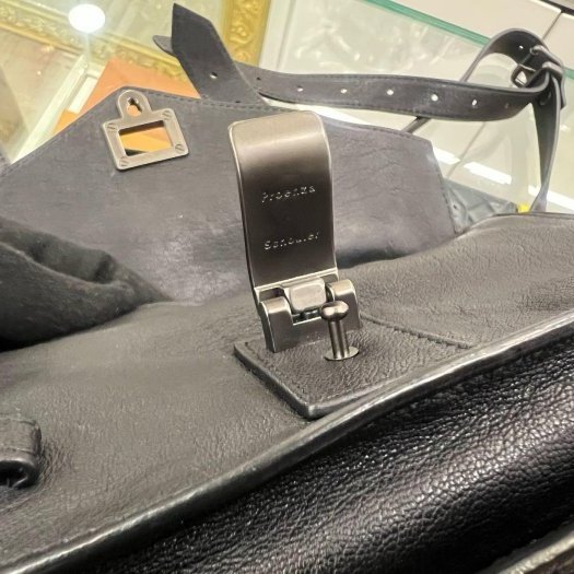 東區正精品㊣Proenza Schouler PS1 Tiny 黑色全皮銀釦釦式翻蓋手提包斜背包兩用包 RZ6378-1