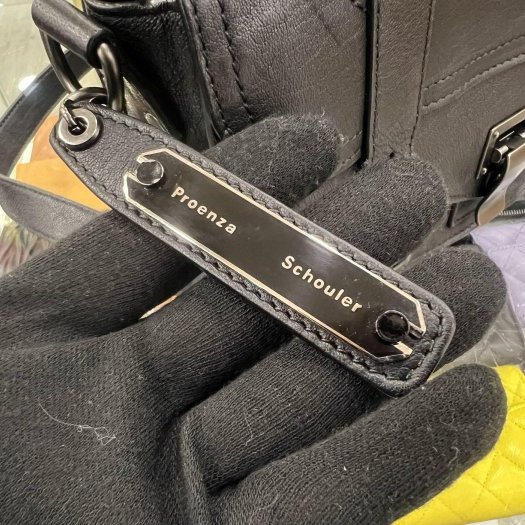 東區正精品㊣Proenza Schouler PS1 Tiny 黑色全皮銀釦釦式翻蓋手提包斜背包兩用包 RZ6378-7