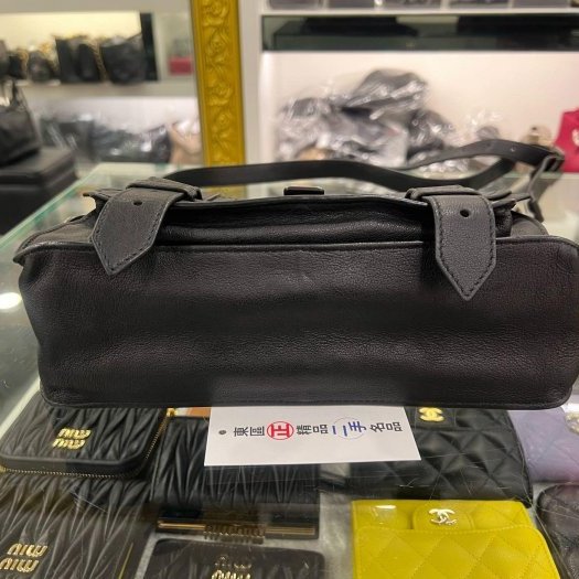 東區正精品㊣Proenza Schouler PS1 Tiny 黑色全皮銀釦釦式翻蓋手提包斜背包兩用包 RZ6378-8