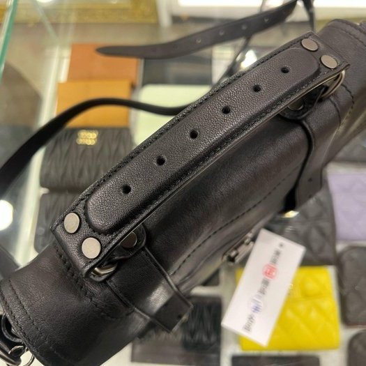 東區正精品㊣Proenza Schouler PS1 Tiny 黑色全皮銀釦釦式翻蓋手提包斜背包兩用包 RZ6378-14