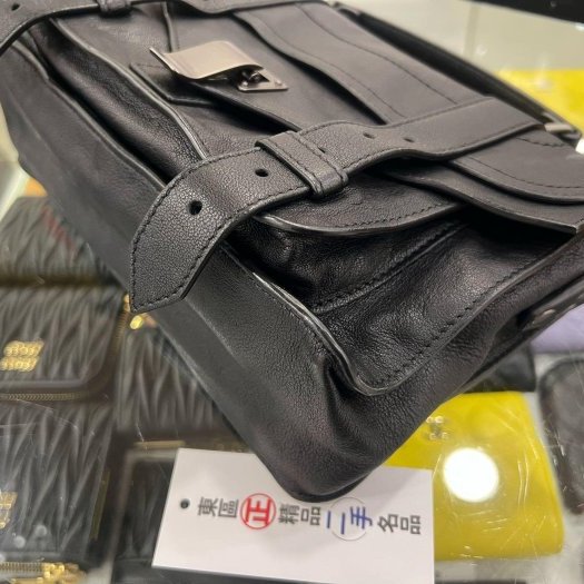東區正精品㊣Proenza Schouler PS1 Tiny 黑色全皮銀釦釦式翻蓋手提包斜背包兩用包 RZ6378-16