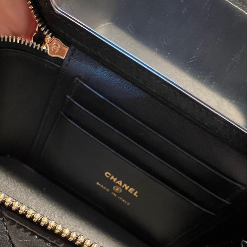 CHANEL 絕版全珍珠提把小羊皮黑長盒子 晶片款-3