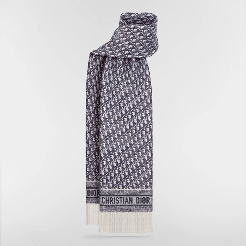 Dior 經典雙面 Oblique 老花羊毛圍巾 🧣-0