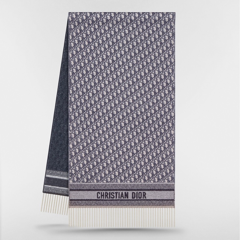 Dior 經典雙面 Oblique 老花羊毛圍巾 🧣-1