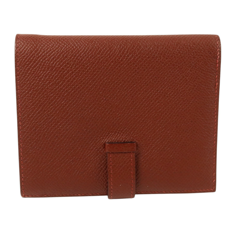 HERMES Epsom皮革Bearn Compact Wallet銀扣錢包Rouge/Rouge Mayen-1
