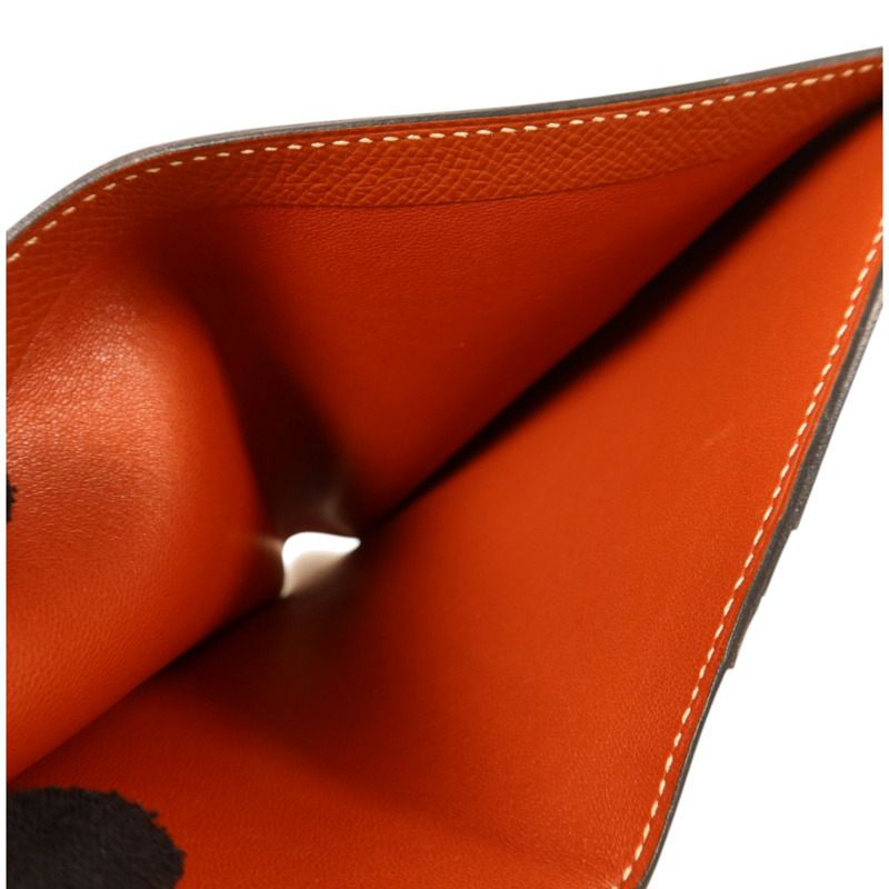 HERMES Epsom皮革Bearn Compact Wallet銀扣錢包Rouge/Rouge Mayen-6