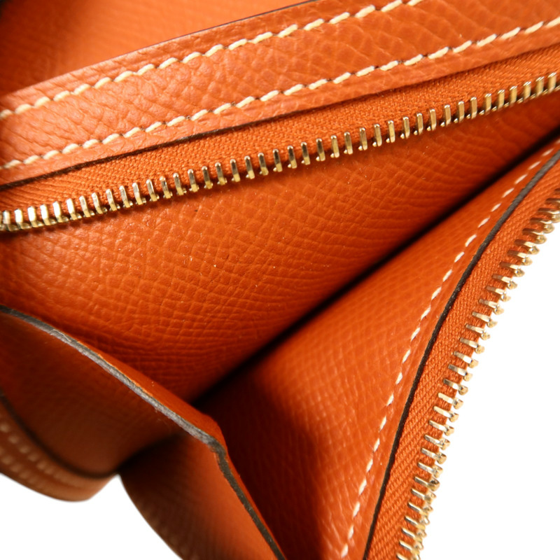 HERMES Epsom皮革Bearn Compact Wallet銀扣錢包Rouge/Rouge Mayen-7