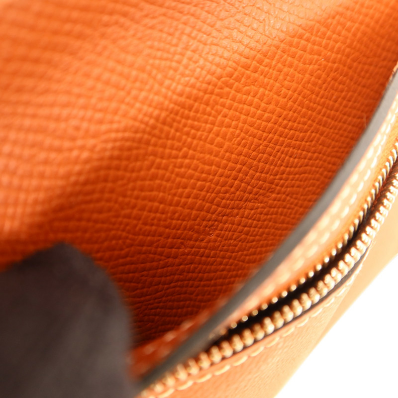 HERMES Epsom皮革Bearn Compact Wallet銀扣錢包Rouge/Rouge Mayen-9