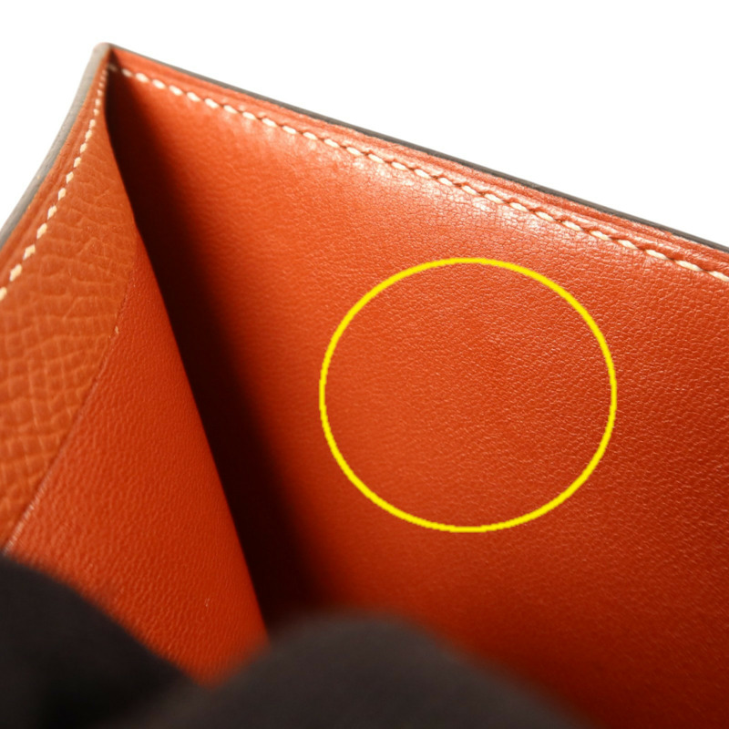 HERMES Epsom皮革Bearn Compact Wallet銀扣錢包Rouge/Rouge Mayen-17