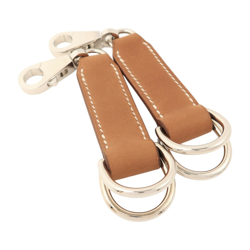 HERMES Barenia皮革Attache Soie Strap銀扣帶子Gold-1
