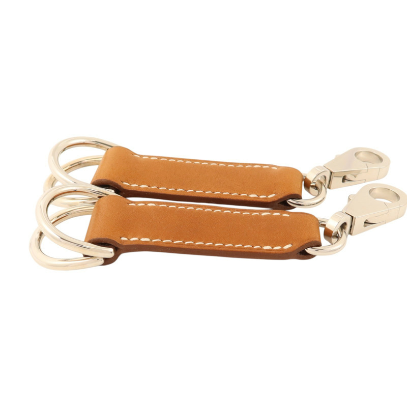 HERMES Barenia皮革Attache Soie Strap銀扣帶子Gold-2