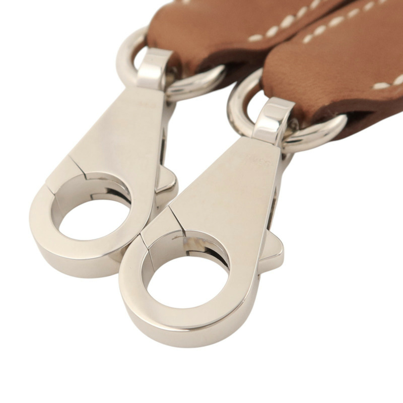 HERMES Barenia皮革Attache Soie Strap銀扣帶子Gold-3