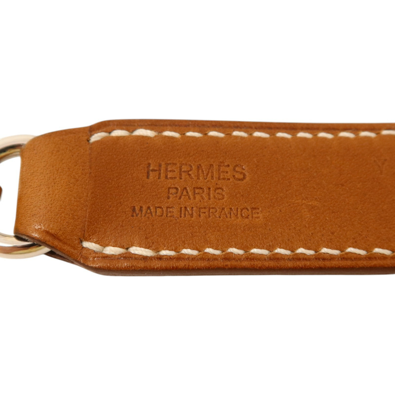 HERMES Barenia皮革Attache Soie Strap銀扣帶子Gold-6
