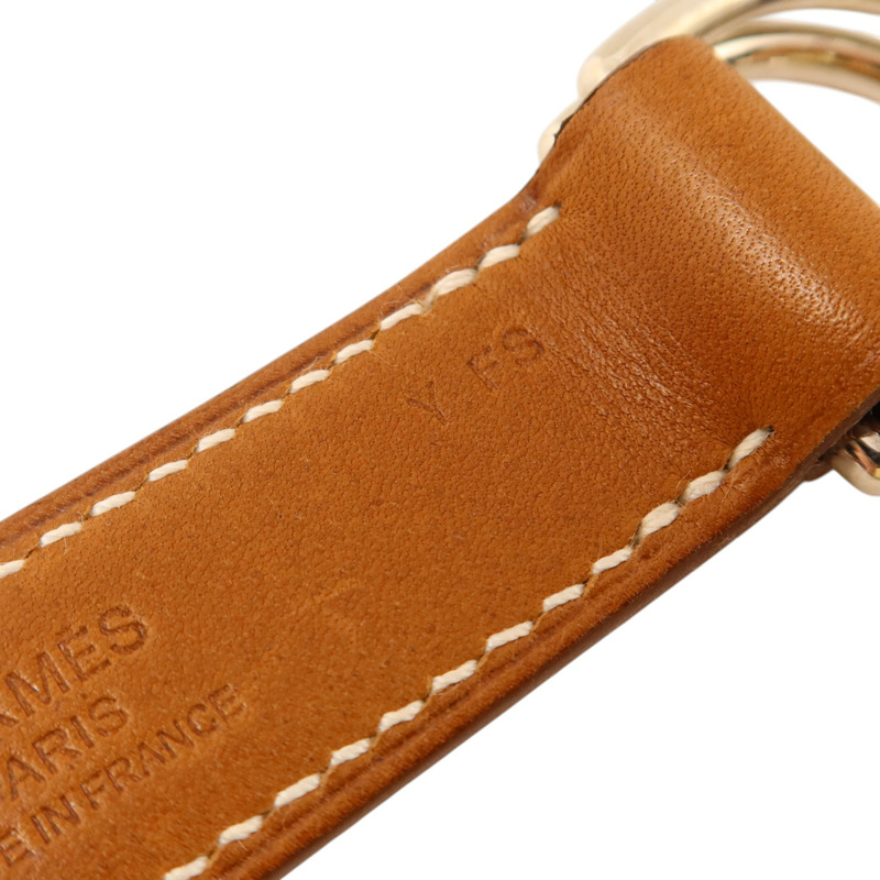 HERMES Barenia皮革Attache Soie Strap銀扣帶子Gold-7