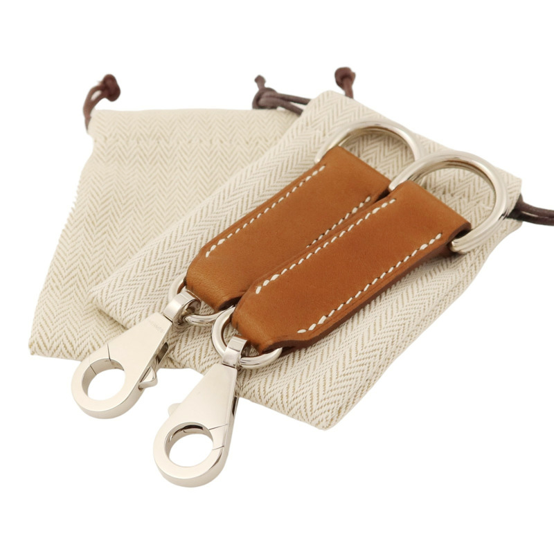 HERMES Barenia皮革Attache Soie Strap銀扣帶子Gold-8