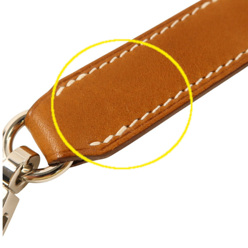 HERMES Barenia皮革Attache Soie Strap銀扣帶子Gold-9