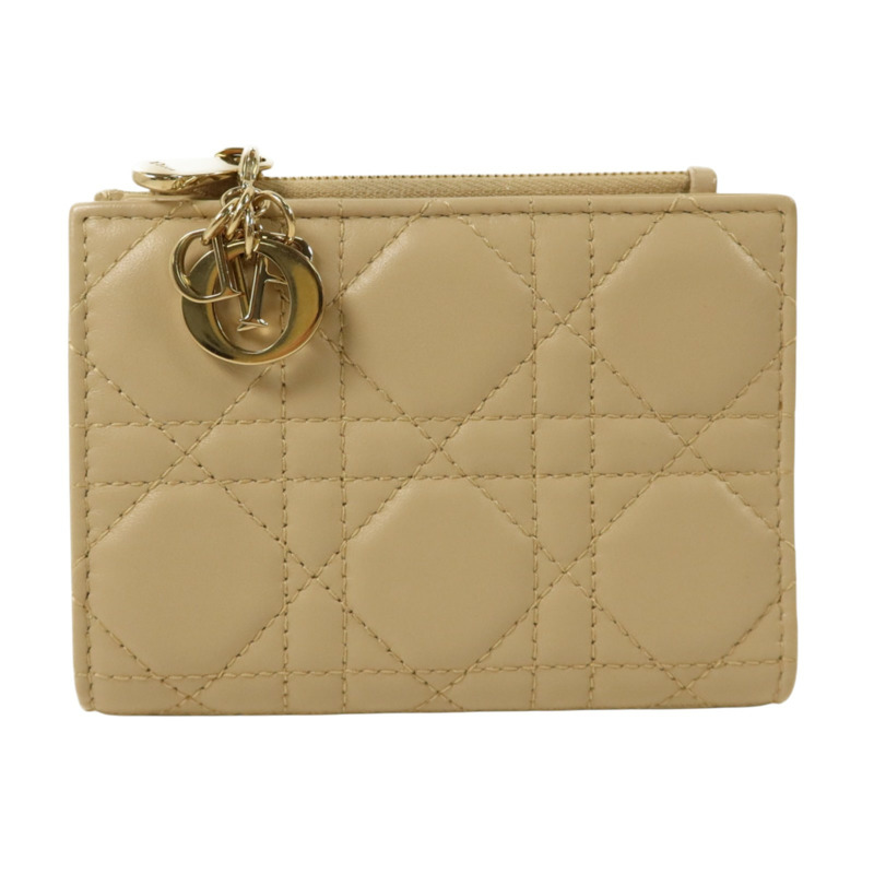 Dior 牛皮皮革Lady Dior Dahlia Wallet金扣錢包-0