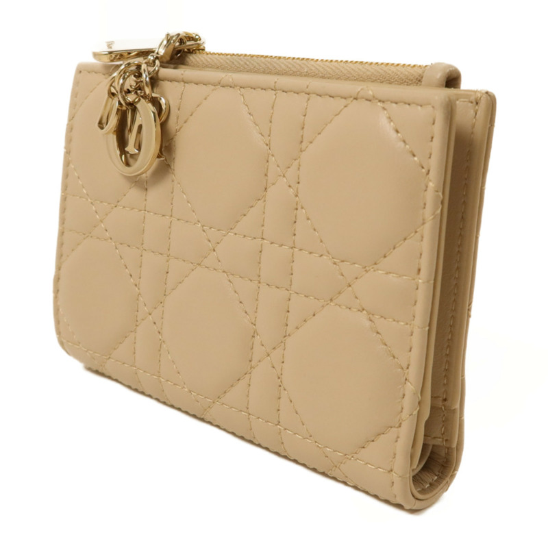 Dior 牛皮皮革Lady Dior Dahlia Wallet金扣錢包-2