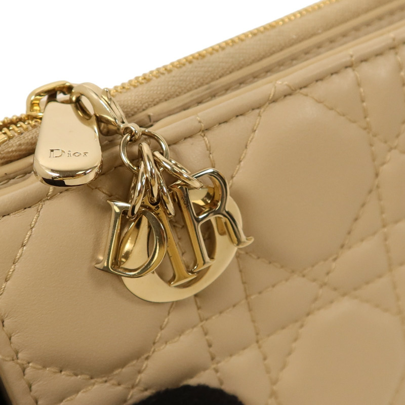 Dior 牛皮皮革Lady Dior Dahlia Wallet金扣錢包-9