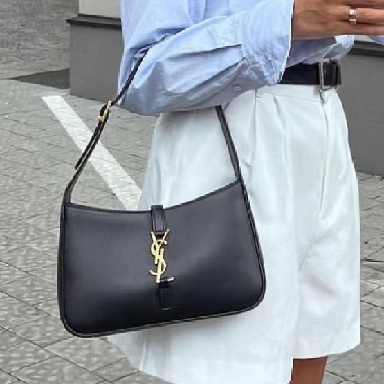 🥃SAINT LAURENT YSL聖羅蘭黑金HOBO腋下包手提單肩-1