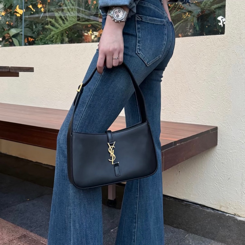 🥃SAINT LAURENT YSL聖羅蘭黑金HOBO腋下包手提單肩-2