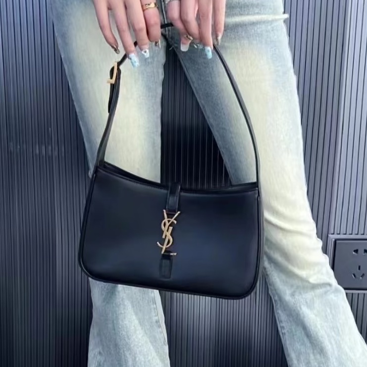 🥃SAINT LAURENT YSL聖羅蘭黑金HOBO腋下包手提單肩-3