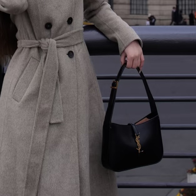 🥃SAINT LAURENT YSL聖羅蘭黑金HOBO腋下包手提單肩-5