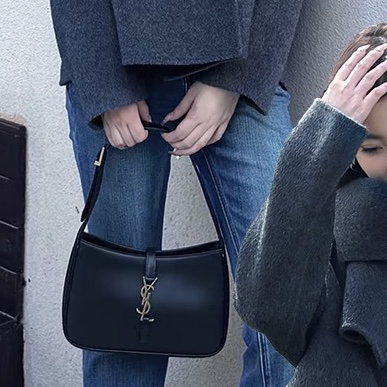 🥃SAINT LAURENT YSL聖羅蘭黑金HOBO腋下包手提單肩-18