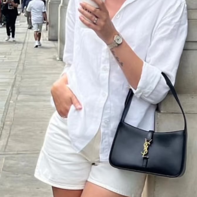 🥃SAINT LAURENT YSL聖羅蘭黑金HOBO腋下包手提單肩-19