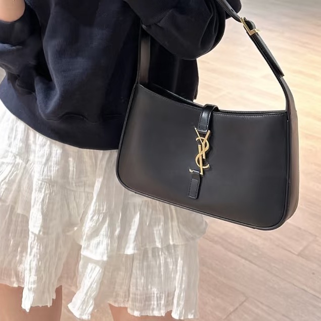 🥃SAINT LAURENT YSL聖羅蘭黑金HOBO腋下包手提單肩-20