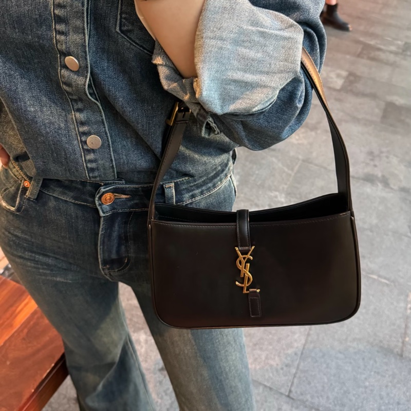 🥃SAINT LAURENT YSL聖羅蘭黑金HOBO腋下包手提單肩-23