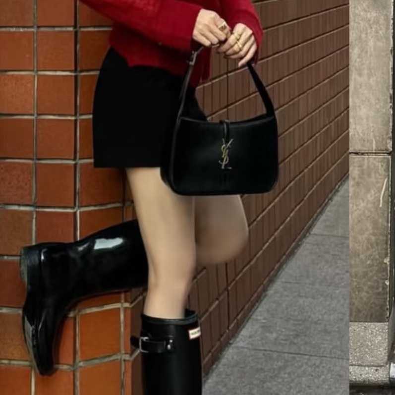 🥃SAINT LAURENT YSL聖羅蘭黑金HOBO腋下包手提單肩-26