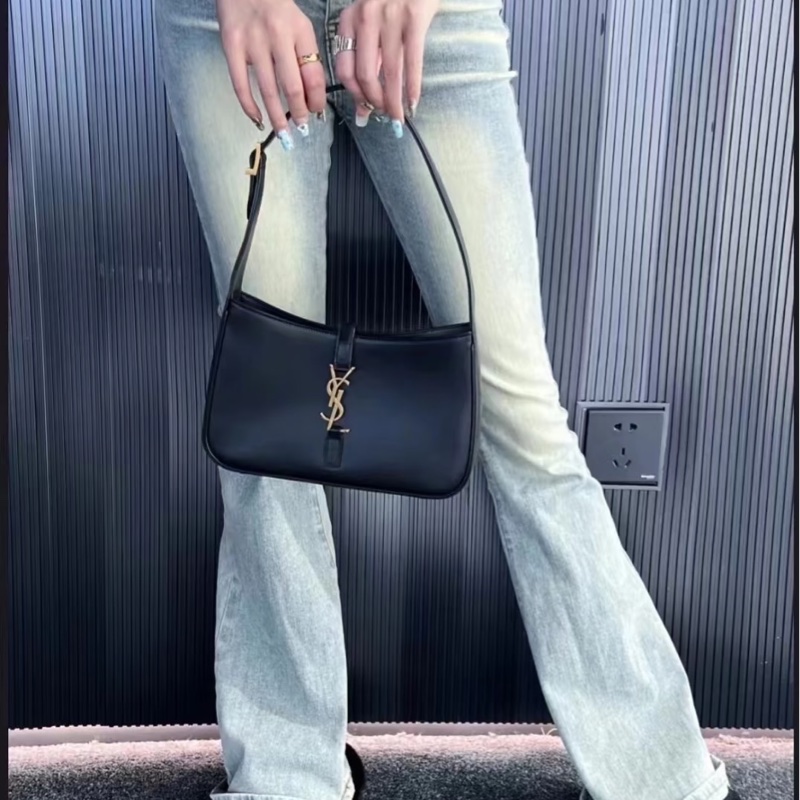 🥃SAINT LAURENT YSL聖羅蘭黑金HOBO腋下包手提單肩-28