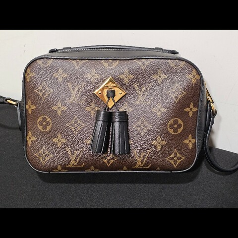 LV Louis Vuitton M43555經典花文黑色流蘇相機斜背包