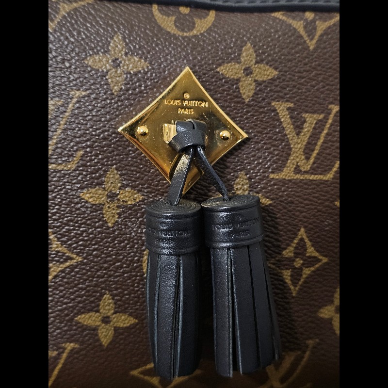 LV Louis Vuitton M43555經典花文黑色流蘇相機斜背包-11
