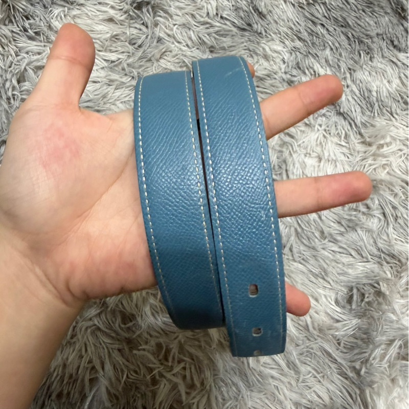 愛馬仕皮帶藍色-2