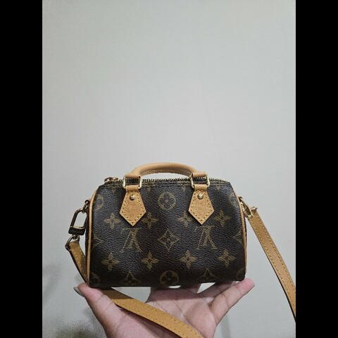 LV Louis Vuitton nano speedy 老花 迷你 波士頓包 新版 可調節
