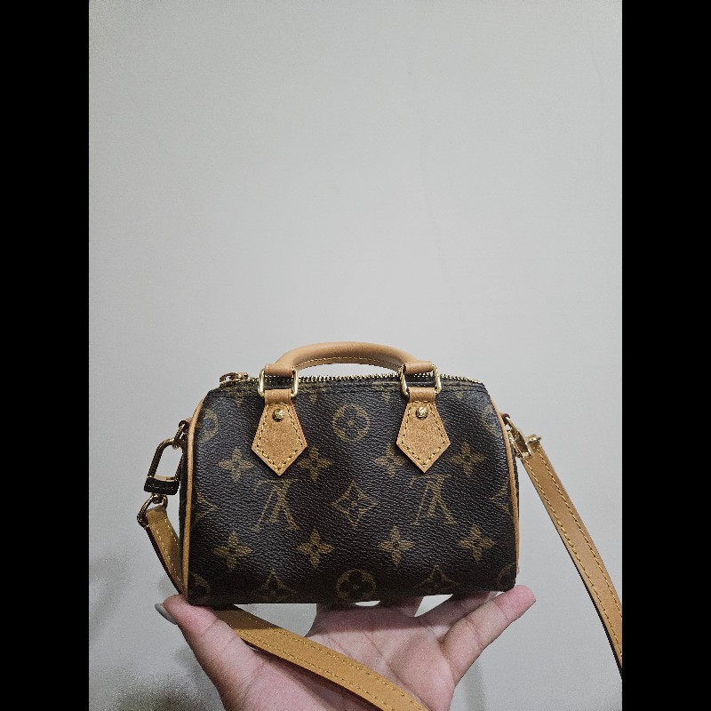 LV Louis Vuitton nano speedy 老花 迷你 波士頓包 新版 可調節-0