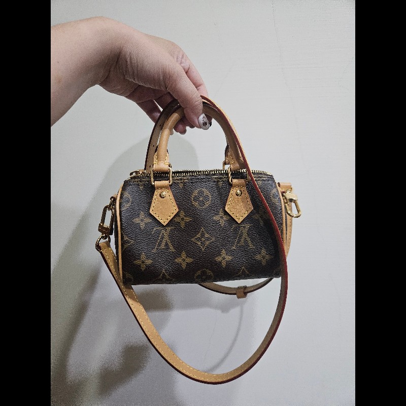 LV Louis Vuitton nano speedy 老花 迷你 波士頓包 新版 可調節-1