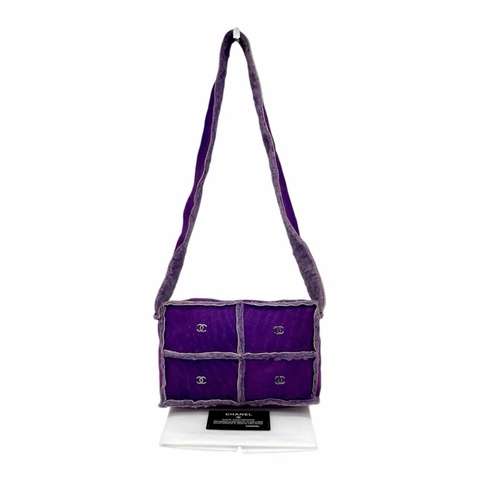 「JL精品代購」9新 Chanel紫色羊羔毛8個logo小斜挎包