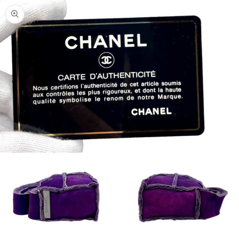 「JL精品代購」9新 Chanel紫色羊羔毛8個logo小斜挎包-5
