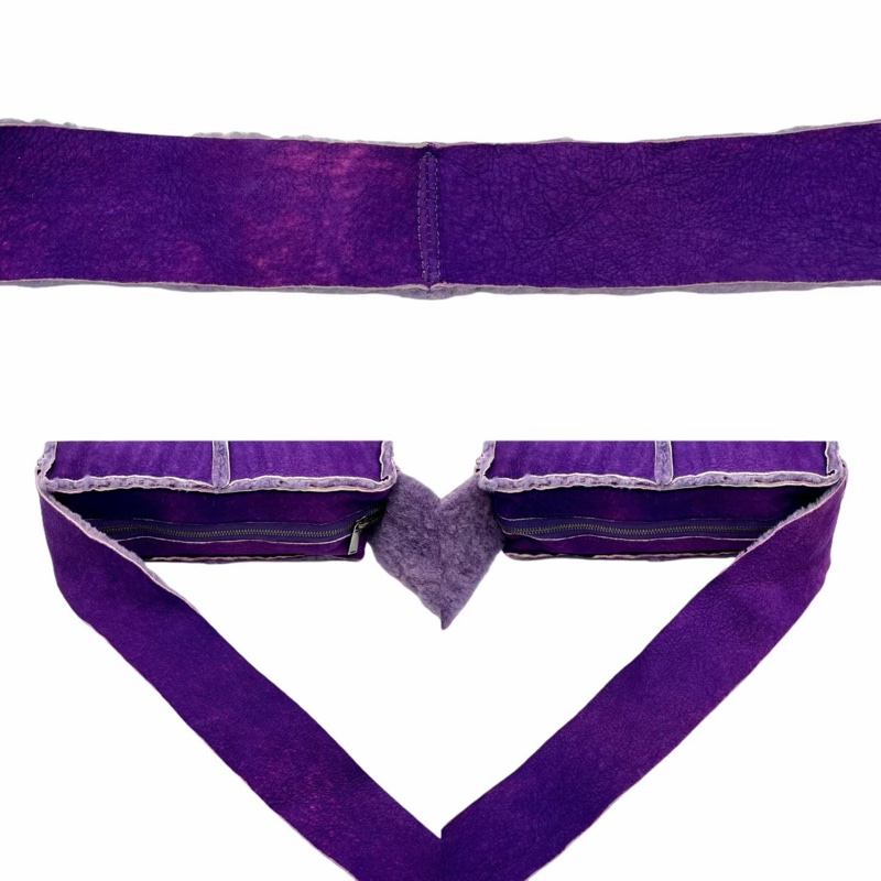 「JL精品代購」9新 Chanel紫色羊羔毛8個logo小斜挎包-6