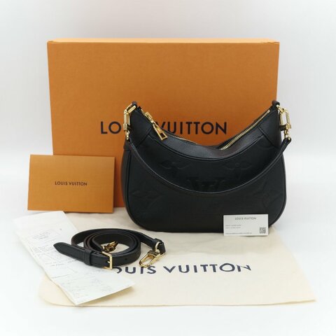 Louis Vuitton 路易威登 BAGATELLE M46002 黑色全皮 壓紋 彎月包 牛角包 斜背包 單肩包