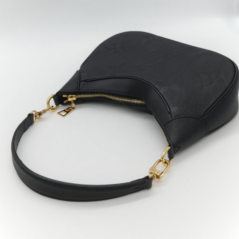 Louis Vuitton 路易威登 BAGATELLE M46002 黑色全皮 壓紋 彎月包 牛角包 斜背包 單肩包-8