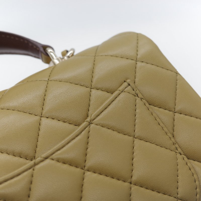 Chanel 香奈兒 Classic Flap 20cm CF Handle 手提款 橄欖綠 羊皮 斜挎包 手提包-13